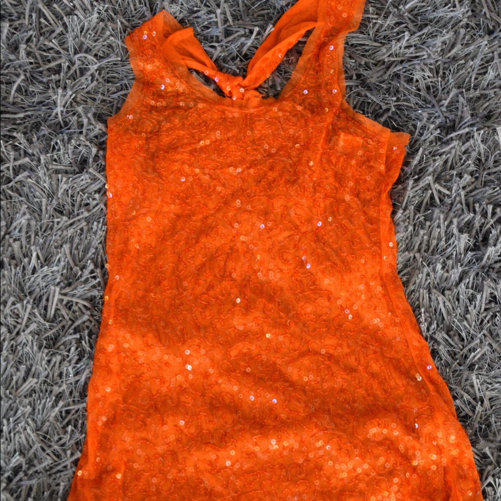 COPY - Orange sequin lace tank top